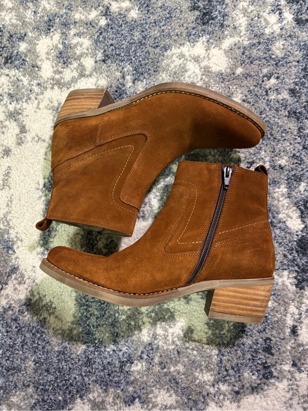 Suede Side-Zip Ankle Boots in Chestnut Brown